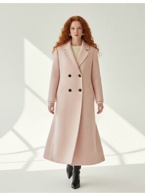 H&M Pale Pink Textured Wool-Blend Coat